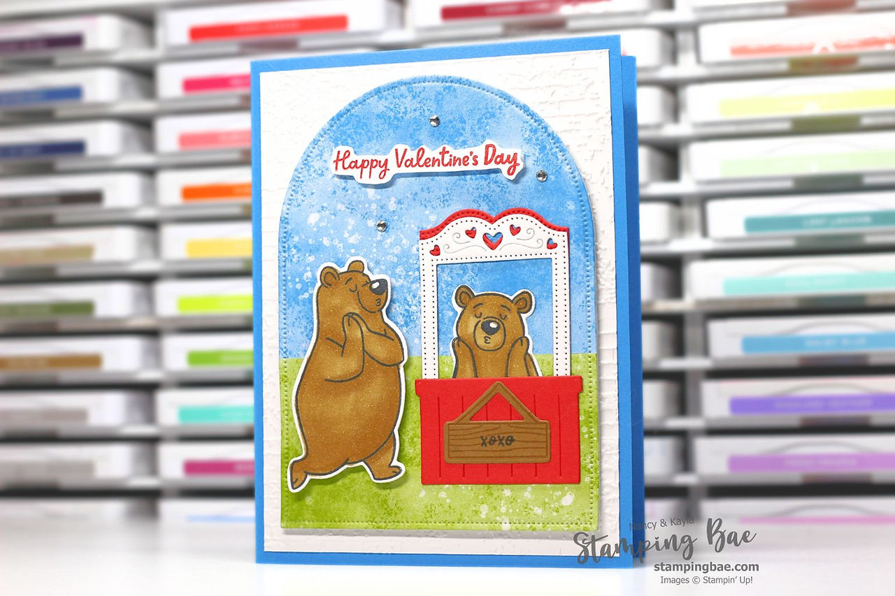 A Playful Valentine Scene Card Using the Valentine Kisses Bundle