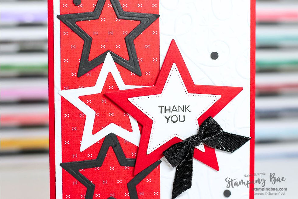 "Thank You" Star Column Card with the Shining Stars Dies in Real Red & Black