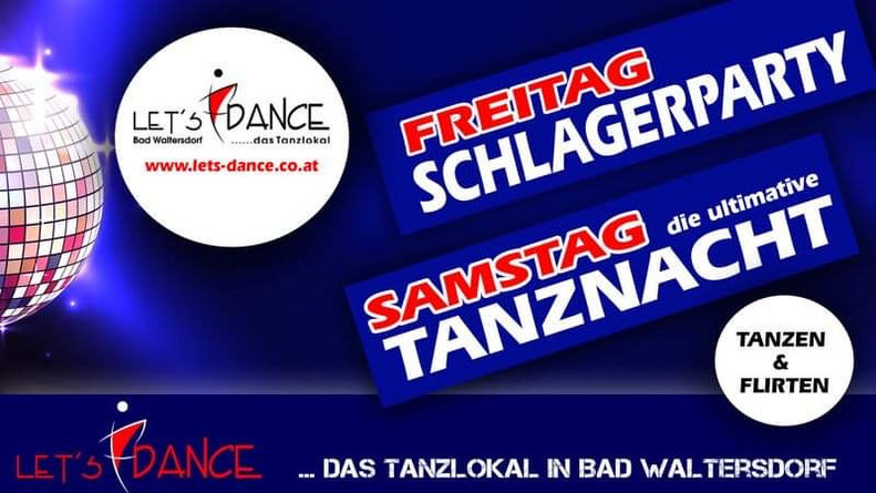 Flyer für Schlagerparty im Let‘s Dance in Bad Waltersdorf