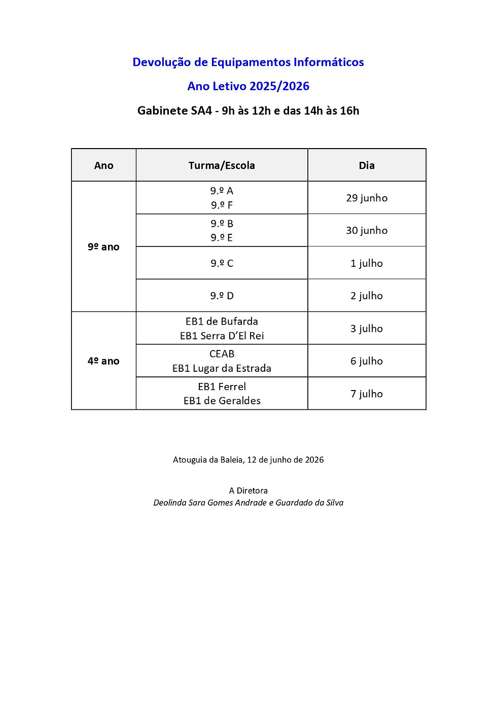 Devolução de Equipamentos Informáticos