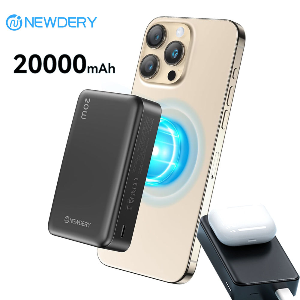 NEWDERY 20000mAh Power Bank – High-Capacity Portable Charger with LED Display