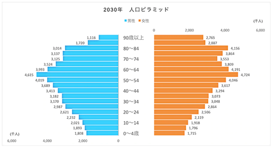2030年 人口ピラミッド