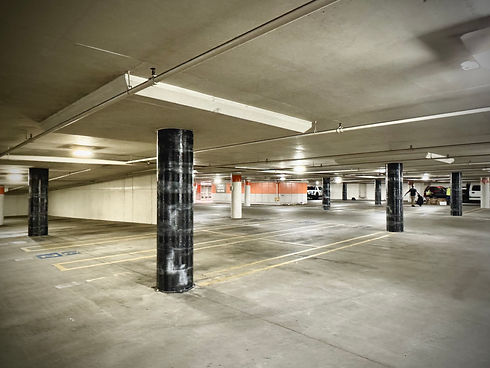 Column repair in parking garage using SRS 600 Uni-Directional Carbon Fiber