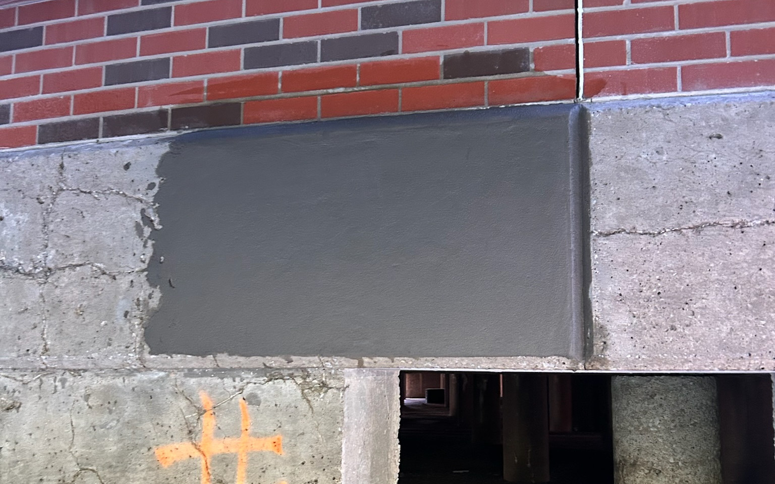 SRS-2000 Structural Repair Paste used for large void filling in the repair of deteriorated concrete on a wastewater treatment tank