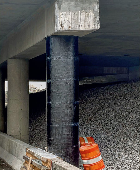 Bridge column reinforced with SRS Carbon Fiber (CFRP)