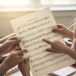 Kids hands holding sheet music.png