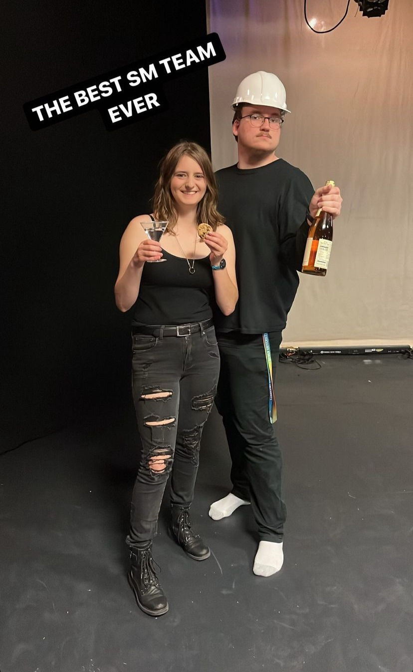 Bella and ASM Alec w/ food props