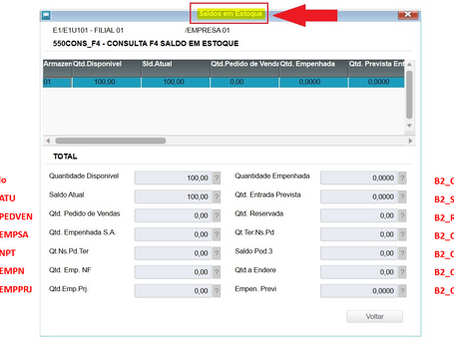 Como descobrir a origem dos saldos na consulta com comando [F4] no Produto?