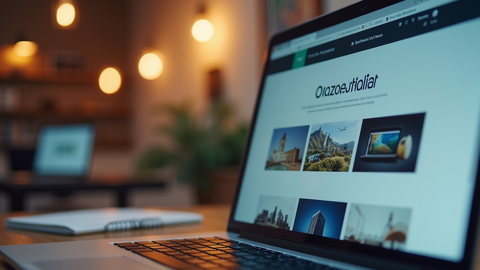Close-up view of a modern website design layout on a laptop