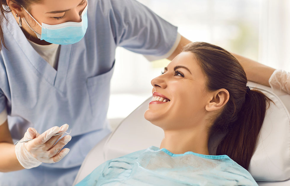 Woman smiling with doctor