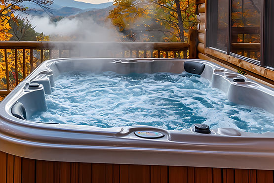 Relaxing in a hot tub with stunning autu