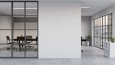 Modern office corridor or hallway interior with empty space over the white wall