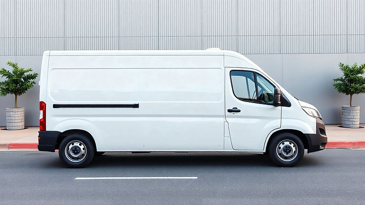 white delivery van, truck,