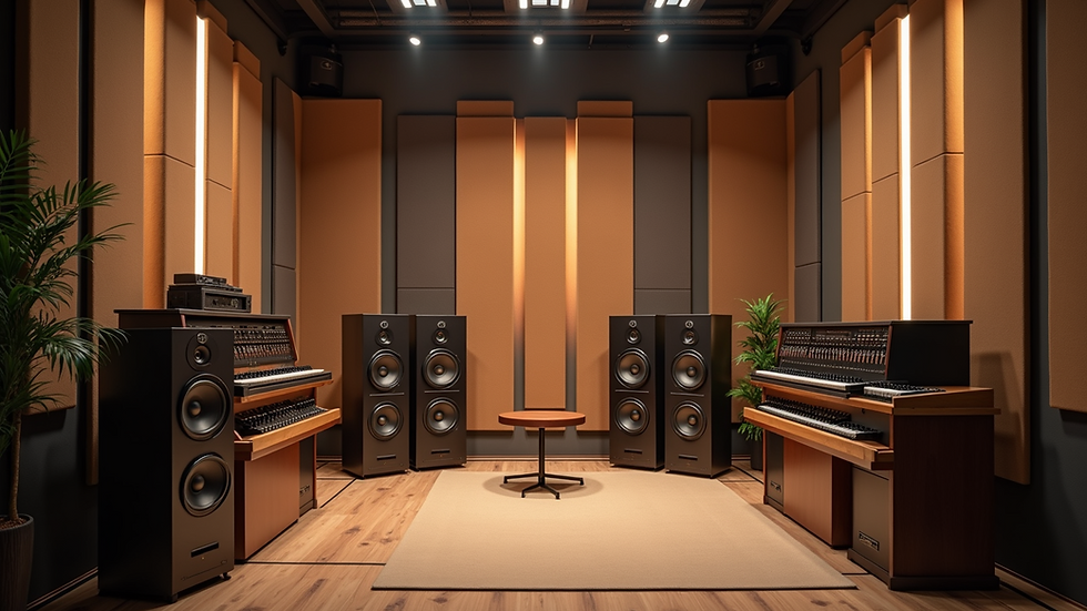 High angle view of acoustic panels in a modern studio