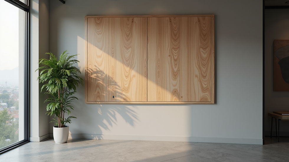 Eye-level view of a wall with acoustic panels installed