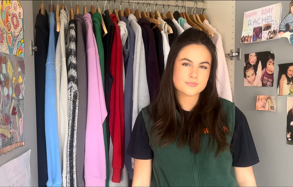 Photo by Niamh Hatfield: Carson during an interview in front of her wardrobe.