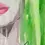 Miniatura: Detalle del cuadro  "Nature".   Acrílico sobre lienzo. Retrato de mujer. Verde flúor