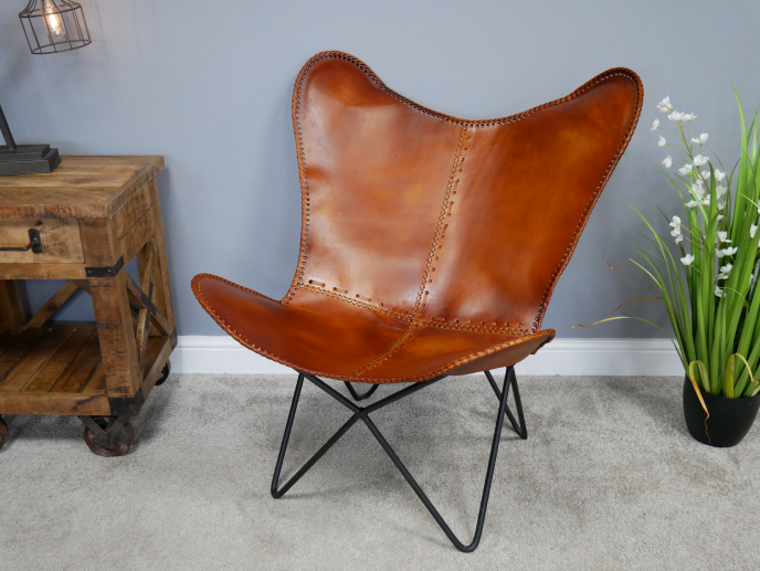 Leather butterfly chair.
