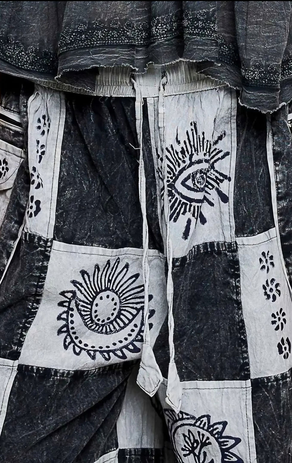 Thumbnail: Celestial Patchwork Boho Jogger Pants