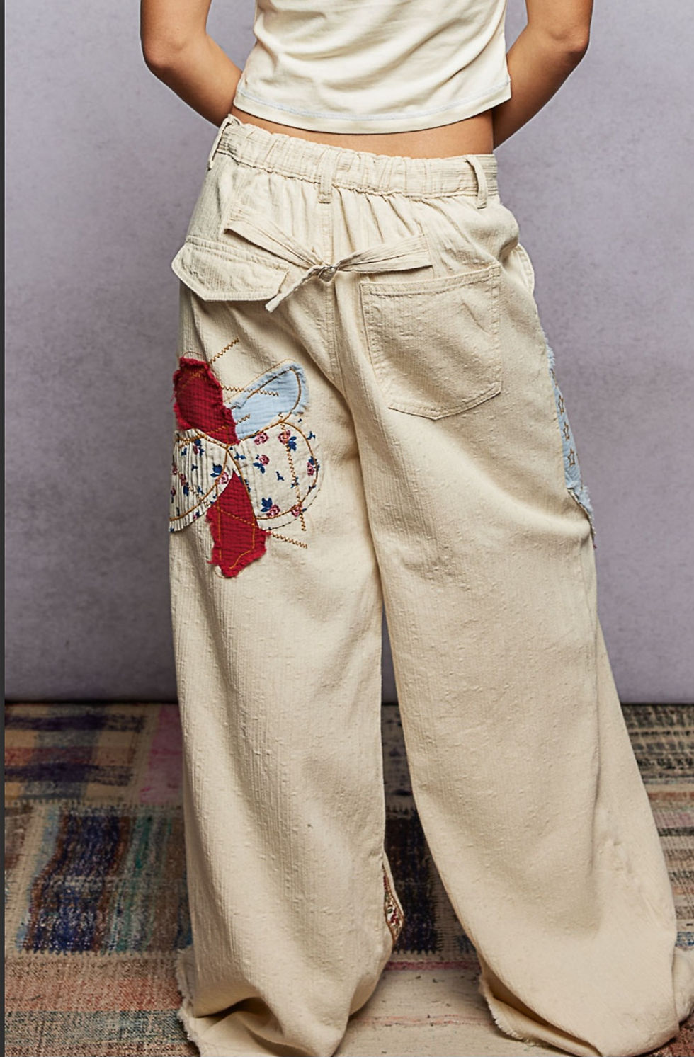 Thumbnail: Freedom Patch Wide-leg Boho Pants