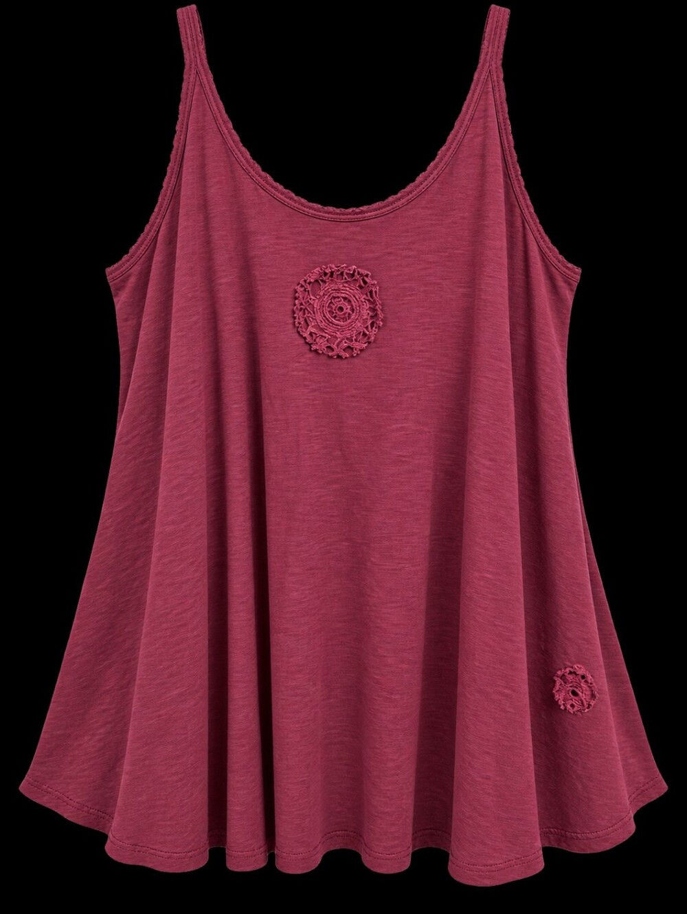 Bohemian Soul Crochet Medallion Swing Tank - Wine