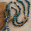 Thumbnail: Blue Mosaic Stone Beaded Pendant Necklace