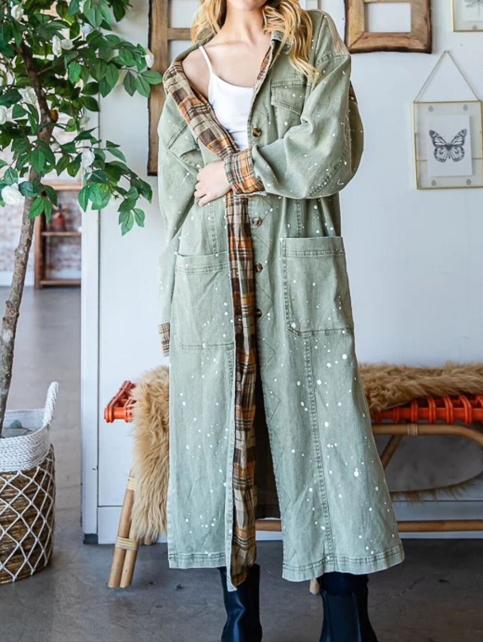 Thumbnail: Sage Patchwork Duster Jacket