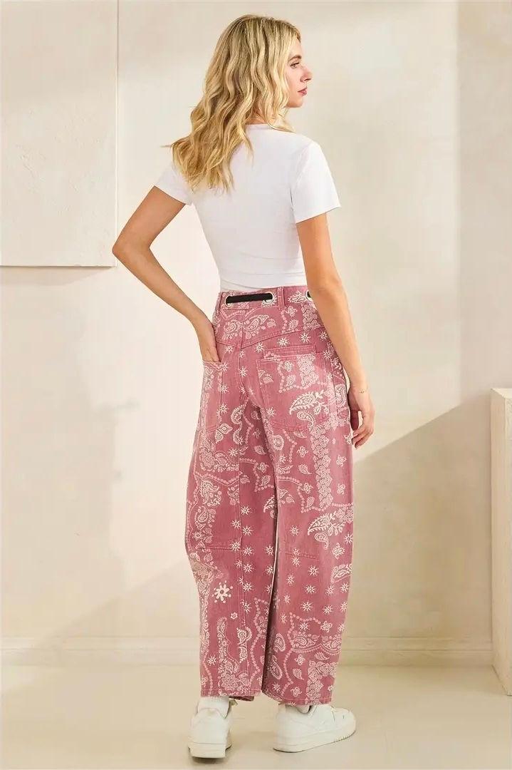 Thumbnail: Desert Rose Paisley Barrel Pants