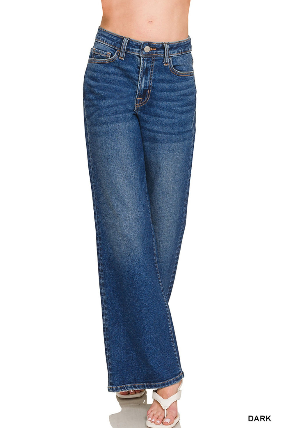 Thumbnail: Dark Wash Wide Leg Denim Pants