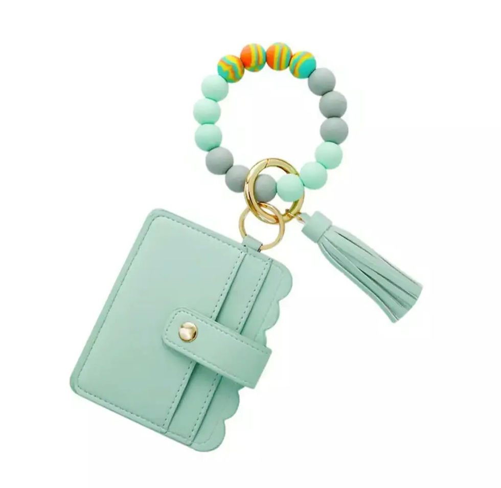 Thumbnail: Wallet Wristlet Silicone Beaded Tassel Keychain  (Various Colors)