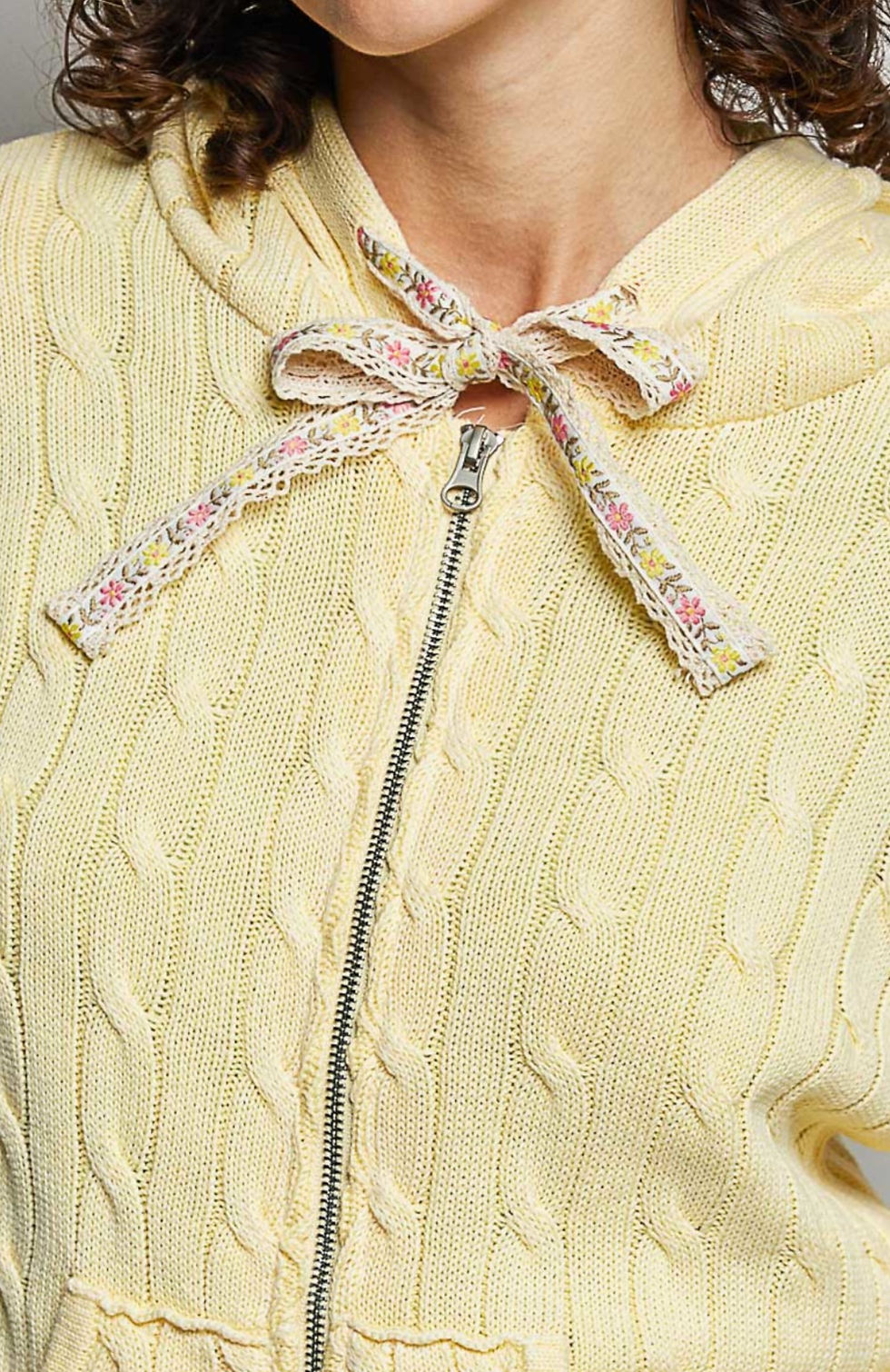 Thumbnail: Pineapple Cable Knit Zip Hoodie
