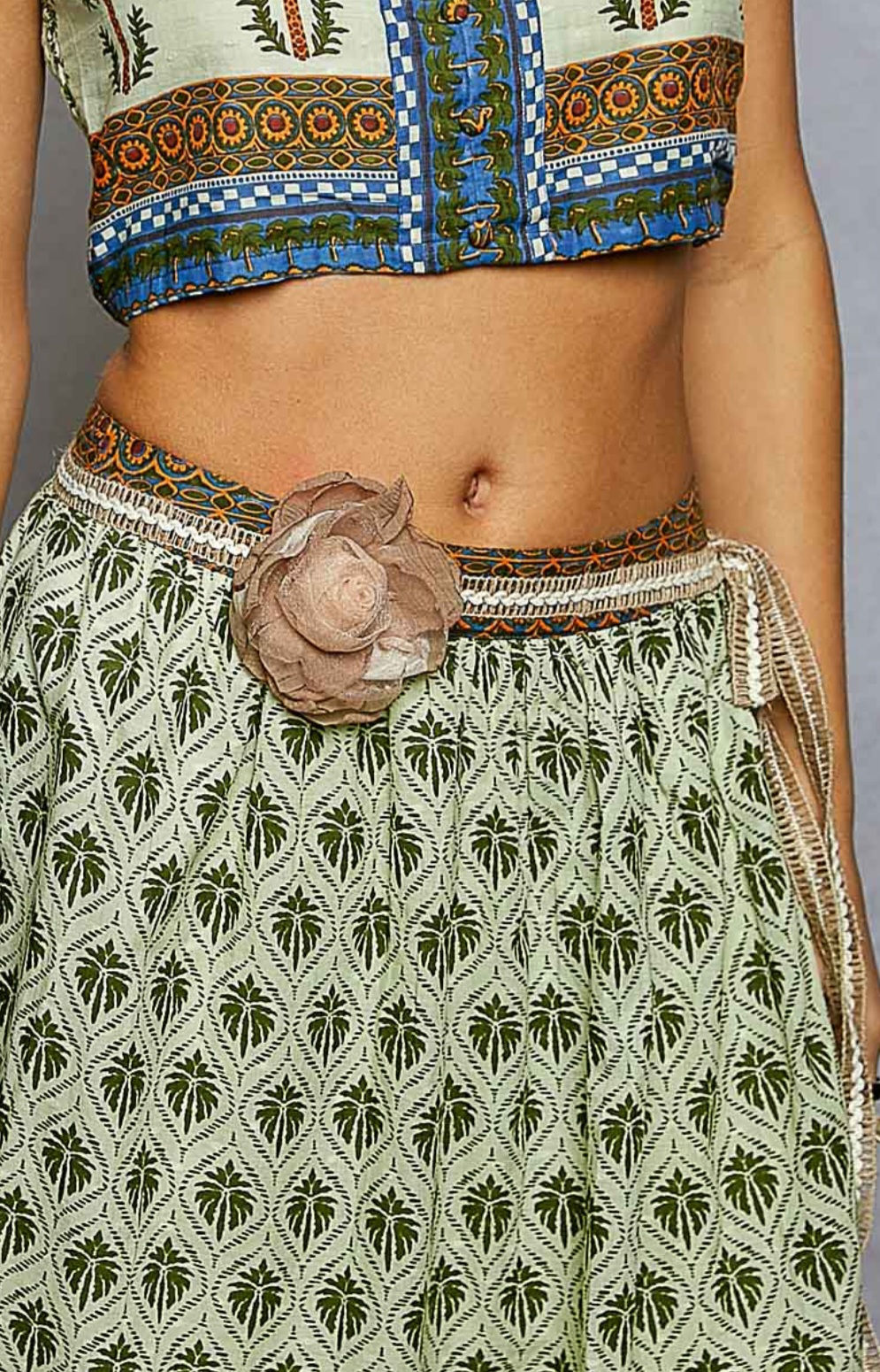 Boho Bloom Rosette Statement Tie Belt