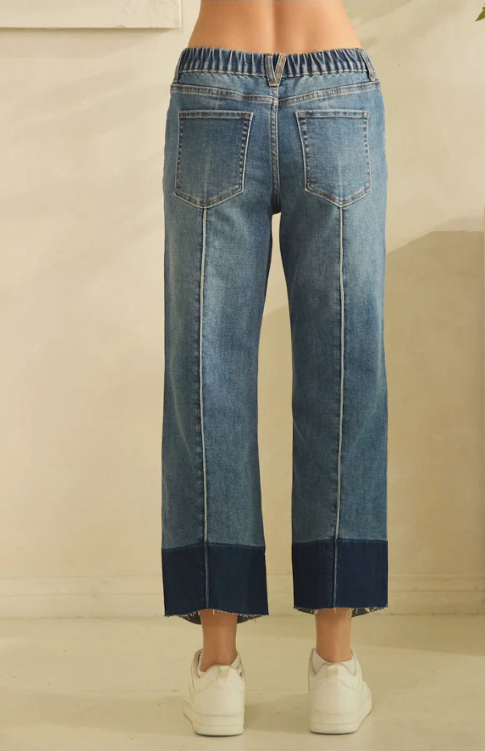 Thumbnail: Indigo Contrast Bottom Cropped Denim