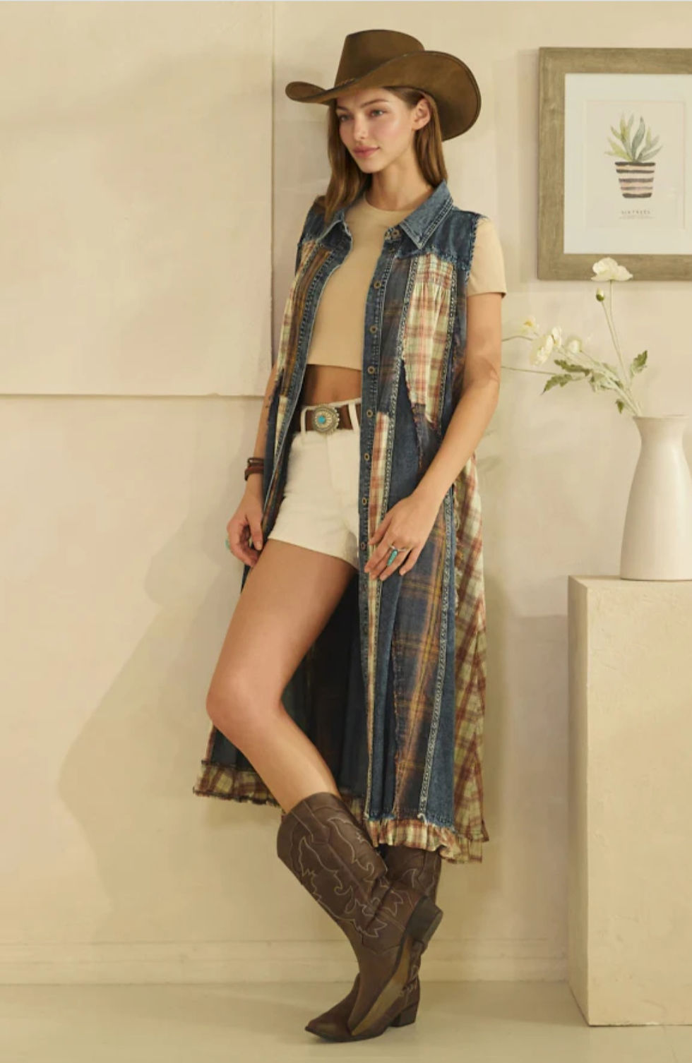 Thumbnail: Harvest Revival Patchwork Denim Dress Top
