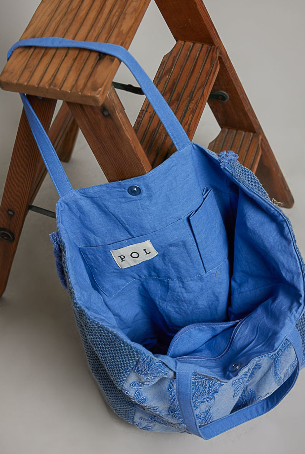 Thumbnail: Bluebell Breeze Embroidered Tote