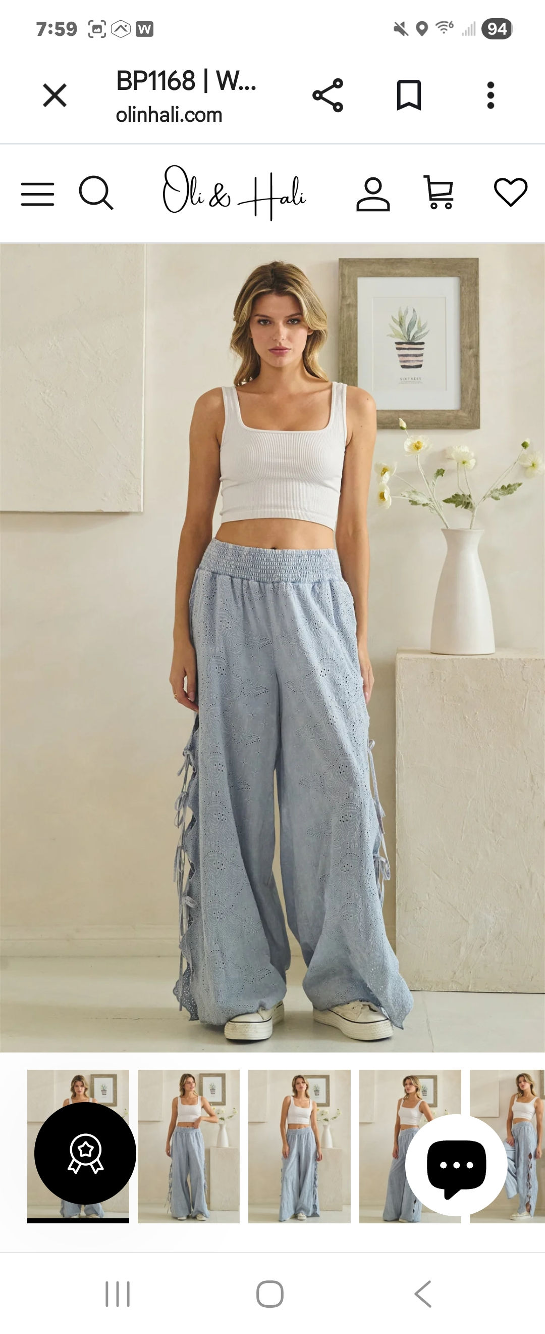 Moonlit Coast Eyelet Lace-Up Wide Leg Pants (Various Colors)