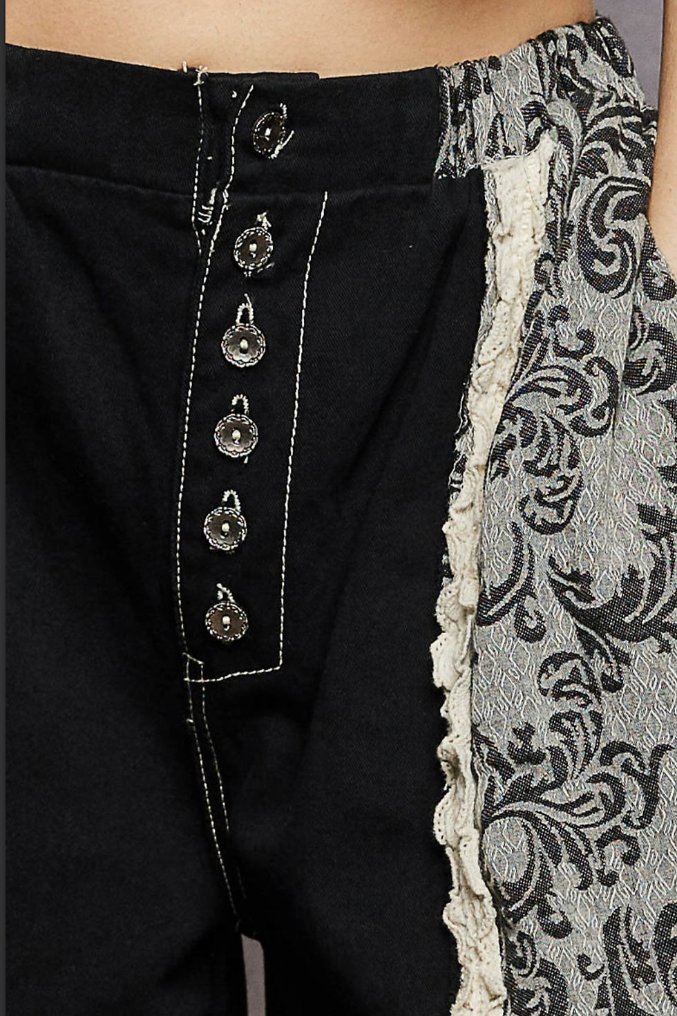 Thumbnail: Shadow & Lace Mixed Media Boho Joggers