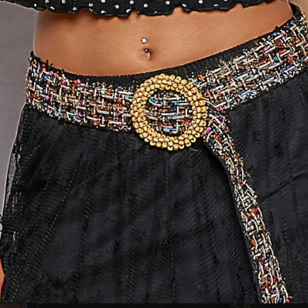 Multi-Colored Tweed Belt