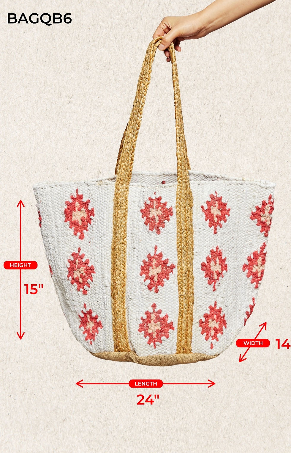 Thumbnail: Sun-washed Red Bloom Totebag 