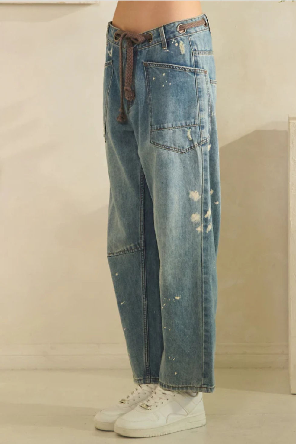 Thumbnail: WASHED  PAINT SPLATTERED BARREL JEANS