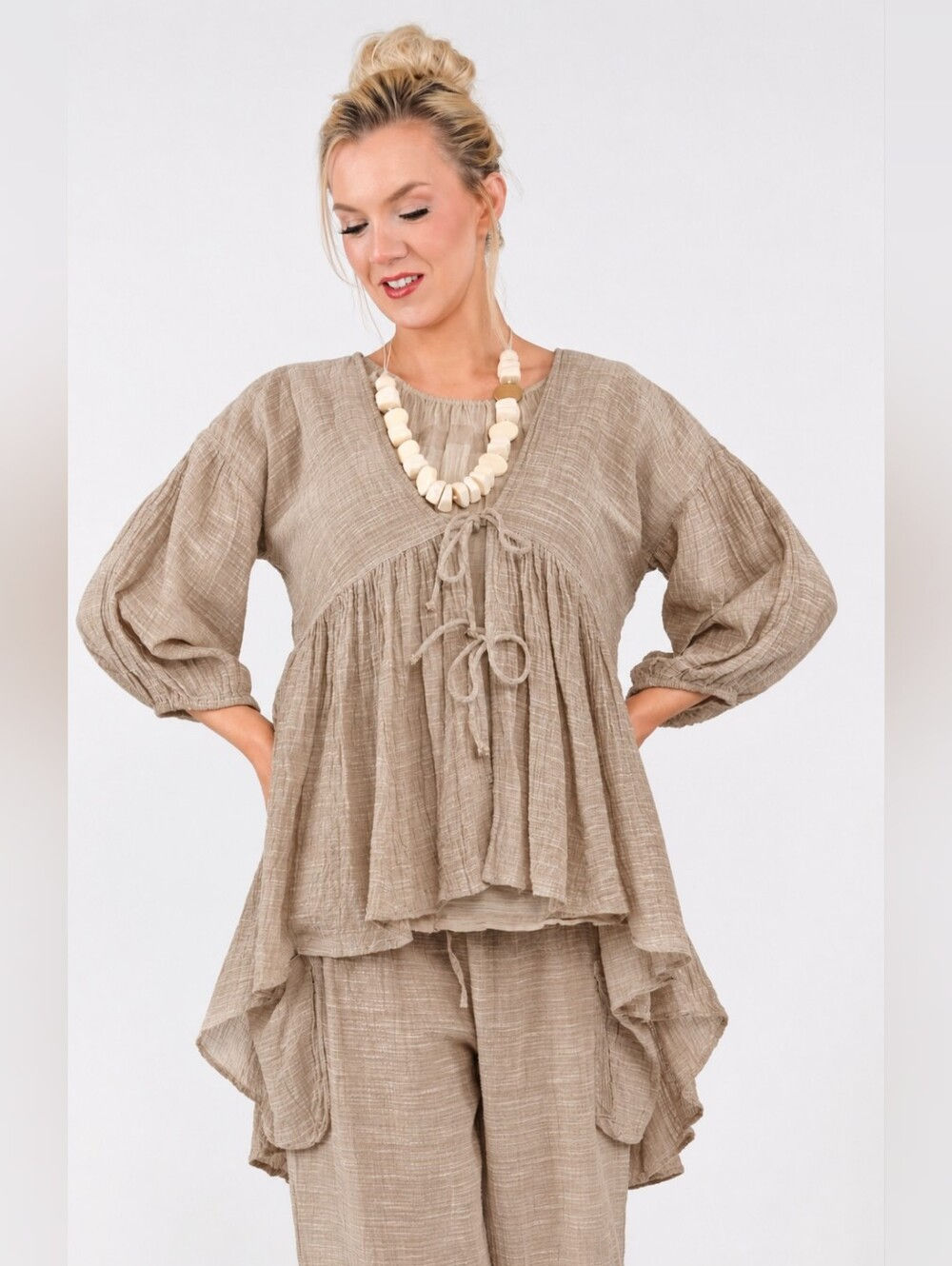 Desert Whispers High-Low Tie Jacket – Natural