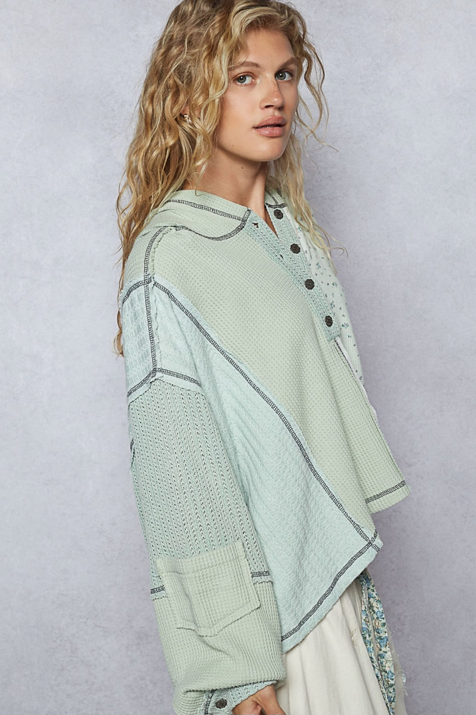 Thumbnail: Balloon Sleeve Semi Cropped Top
