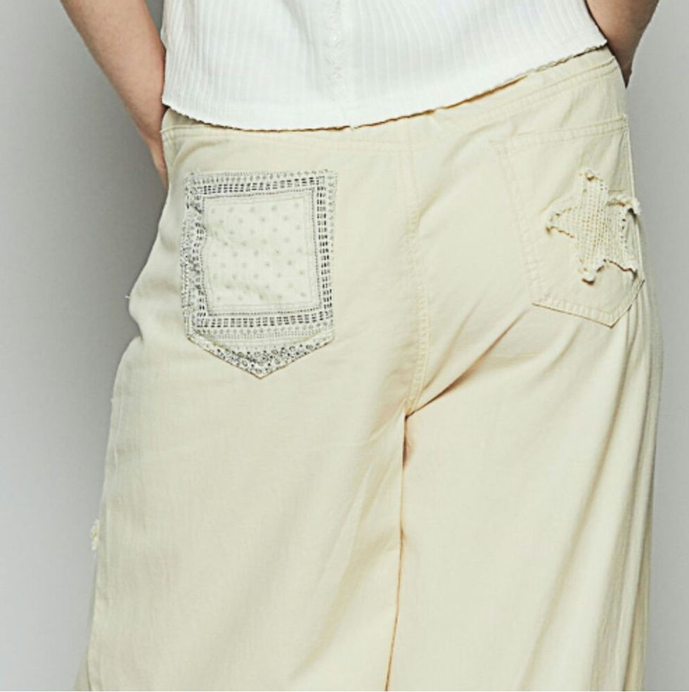 Thumbnail: Denim & Twill Wide Leg Pants 
