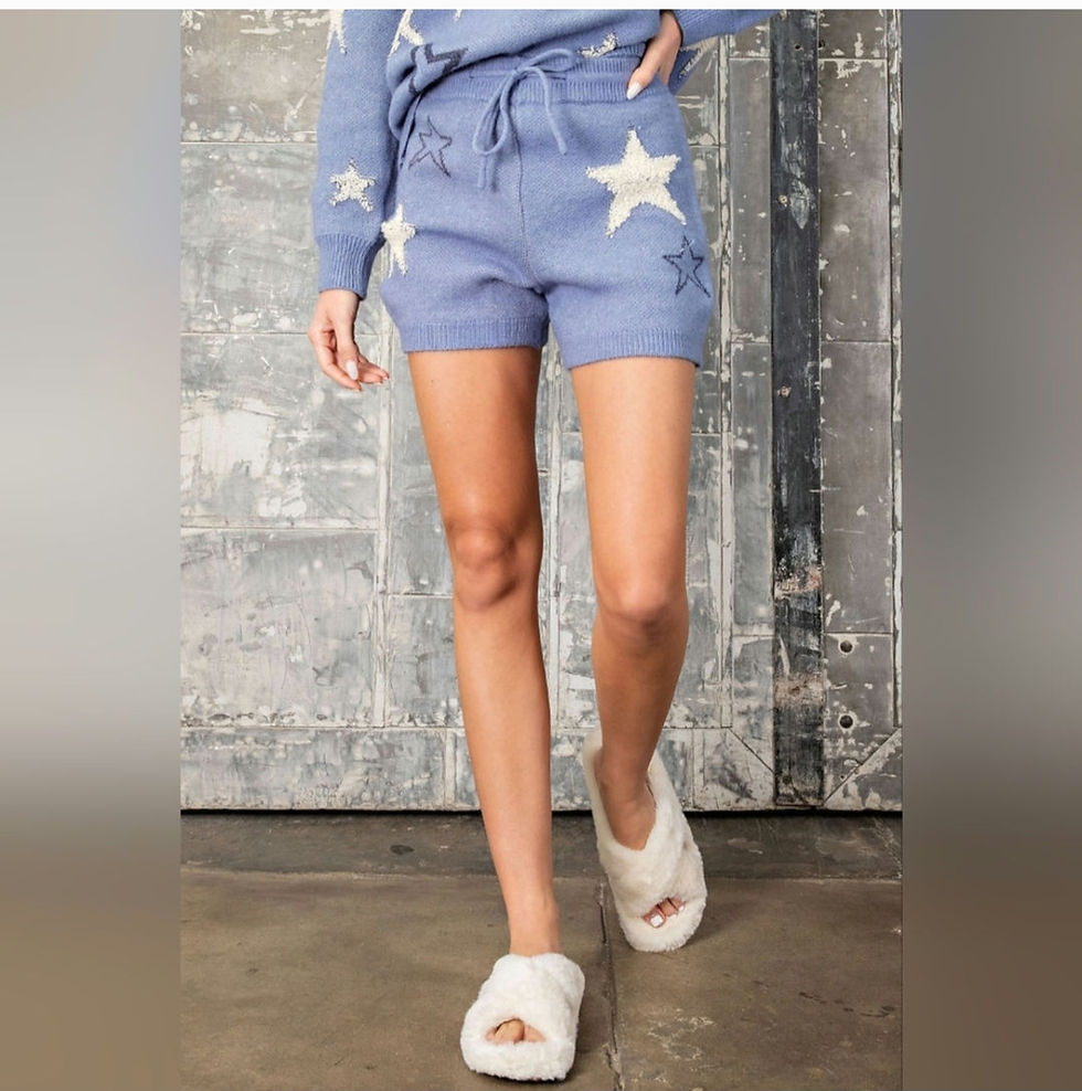 Thumbnail: STAR PRINT HIGH WAISTED SWEATER SHORTS