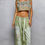 Thumbnail: Olive Meadow Patchwork Wide-Leg Boho Pants