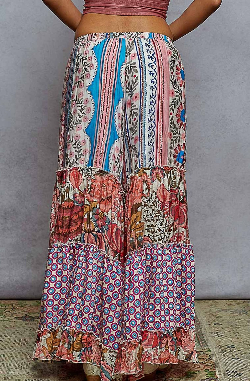 Thumbnail: Various Pattern Printed Woven Wide-Leg Pants