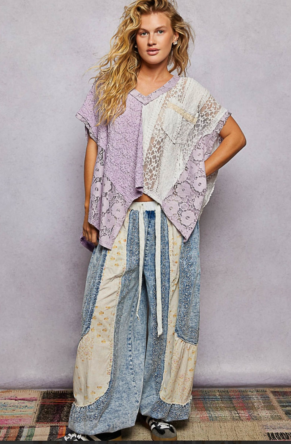 Thumbnail: Lavender Whisper Lace Boho Top