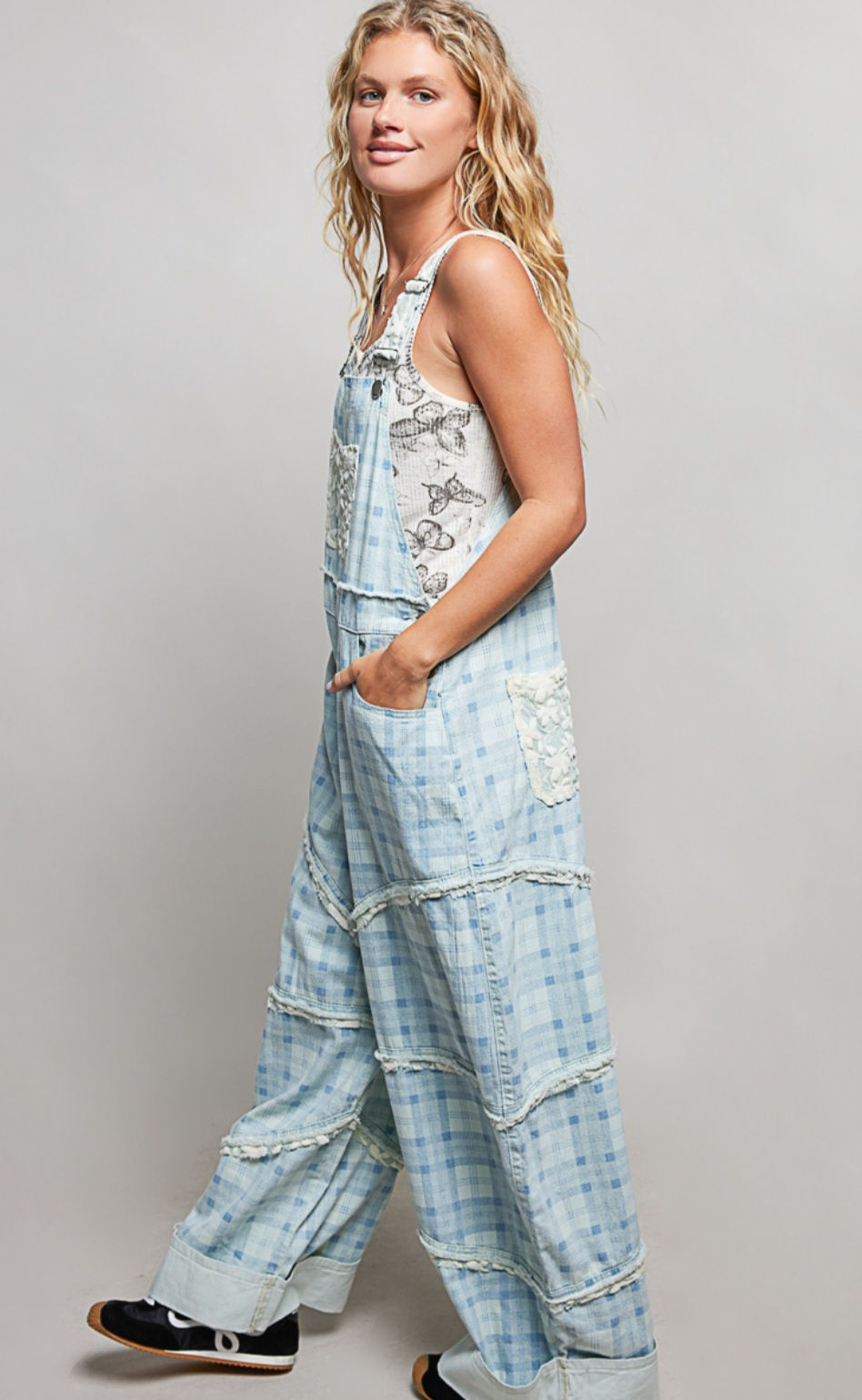 Thumbnail: Bluebell Prairie Patchwork Overalls