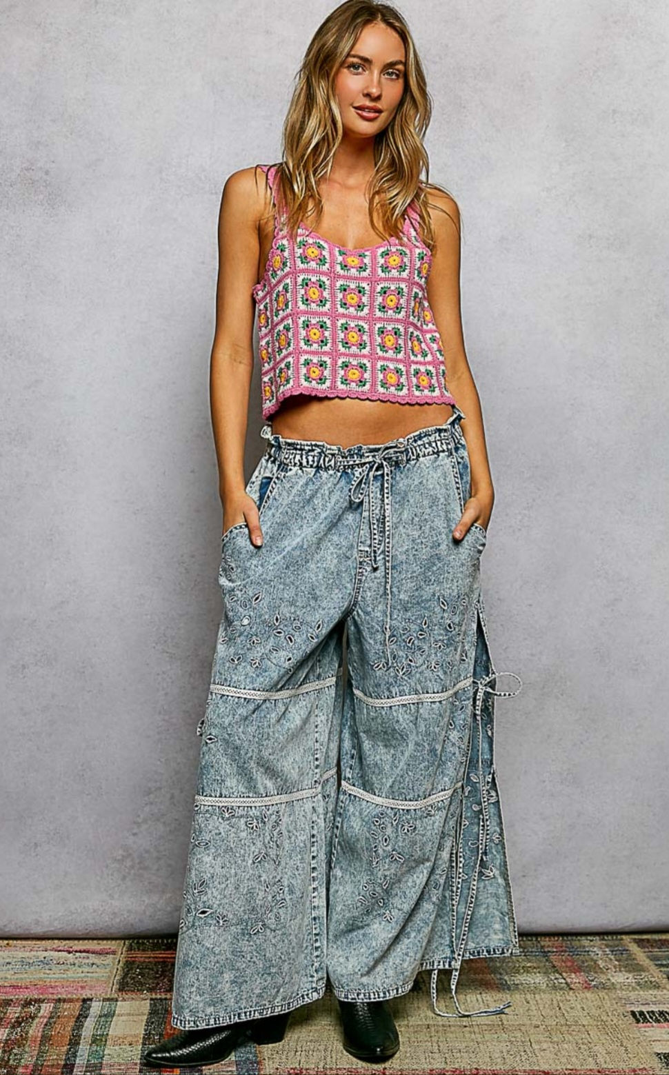 Thumbnail: Pink Daisy Granny Square Crochet Tank