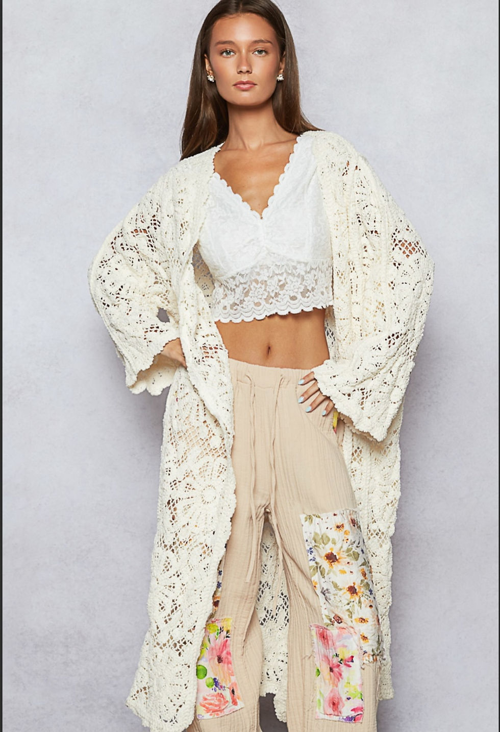 Thumbnail: Crochet Cardigan In Various Knit Weave